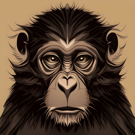 Chimpanzee monkey head. Vector illustration of chimpanzee.の素材