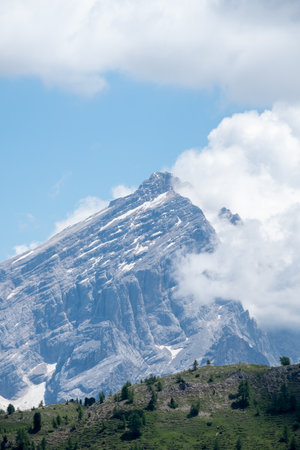 a large mountain in the backgroundの写真素材