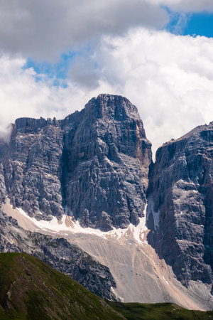 a canyon with a mountain in the backgroundの写真素材