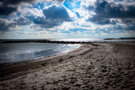 Baltic Sea beach view blue cloudy skyの写真素材