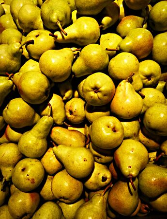 Group of Green Fresh Delicious Pearsの写真素材