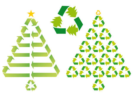 christmas trees with recycling symbols, vectorのイラスト素材