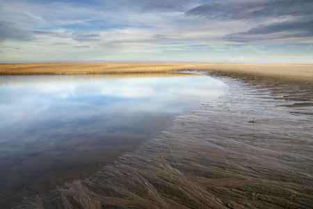 The Maasvlakte beach near the port of Rotterdamの写真素材