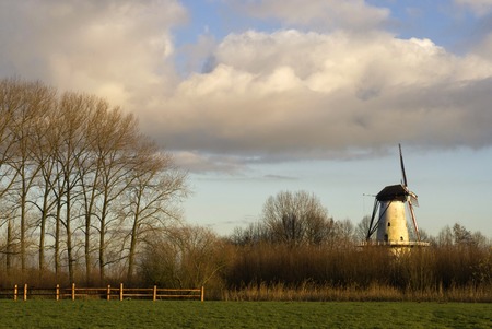 Windmill the Butterfly on the banks of the river Linge near Beesdの写真素材