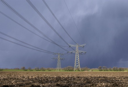 Power Pylon in bad weatherの写真素材