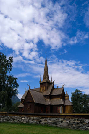 Stave church in Lomの写真素材