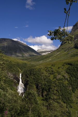 Waterfall near Geirangerの写真素材