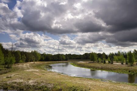 The Doorbraak is a newly dug stream in the Dutch region Twente between the Bornse Beek and the river Reggeの写真素材
