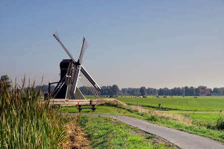 Windmill the Terpensmole near the Frisian city IJlstの写真素材