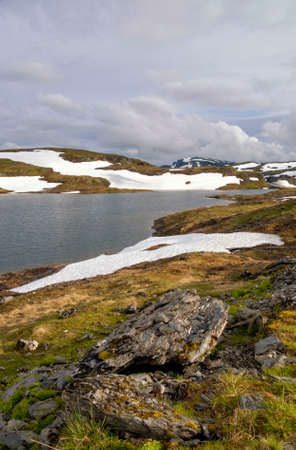 Mountain landscape on the Norwegian mountain plateau Vikafjellの写真素材