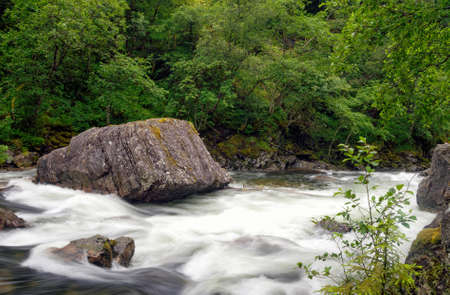 Rapids in the Stalheimselvi river near Stalheimの写真素材