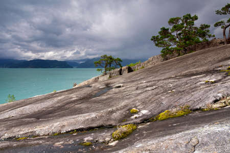 Hereiane is a rocky landmark near Jondal on the Hardangerfjord coast in the Norwegian Vestdal regionの写真素材