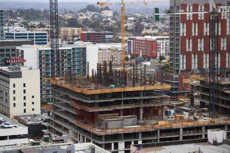 San Diego, California - Summer 2019: Construction of new high rise downtown San Diego.のeditorial素材