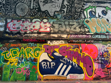 Graffiti on a wall, Prague, Czech Republic, Europe.の写真素材