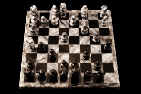 A marble chessboard isolated on a white background   の写真素材