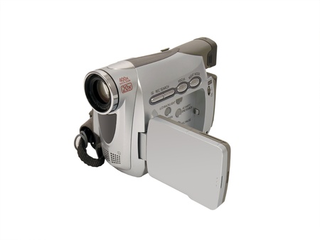 A digital camcorder isolated on a white background  の写真素材