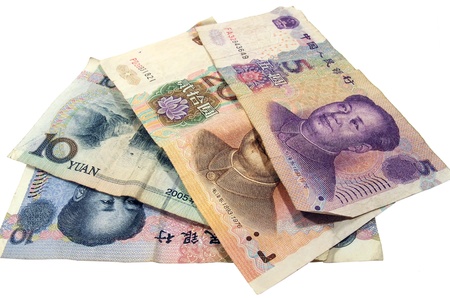 Chinese  Renminbi isolated on a white backgroundの写真素材