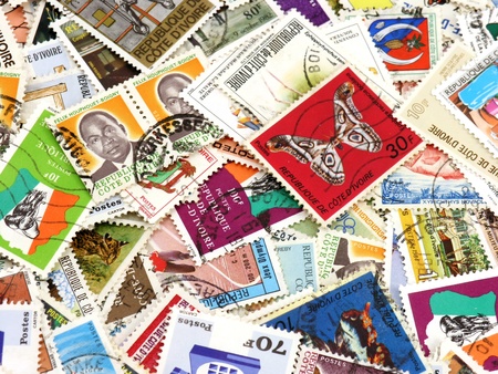 A collection of stamps from Cote-Divoireのeditorial素材
