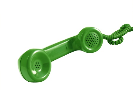 A retro telephone receiver from an old rotary phoneの写真素材