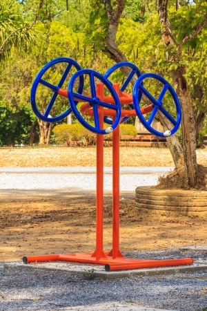 Exercise equipment in national park at Kanchanaburi,Thailand の写真素材