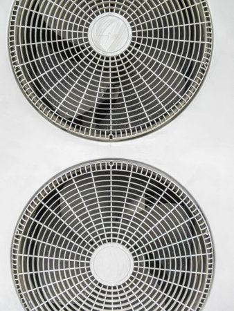 fan on condenser unit for air conditioner の写真素材