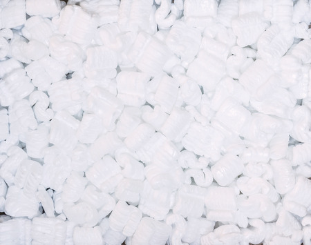 white styrofoam pellets for packing.の写真素材