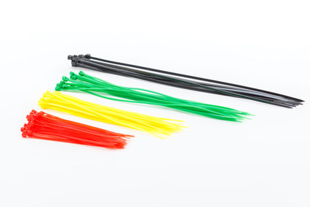 Cable ties colorful isolated on white background.