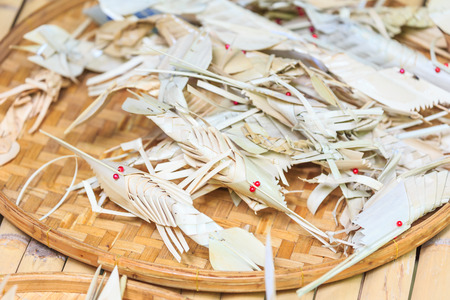 shrimp weave by handmade on basket.の写真素材