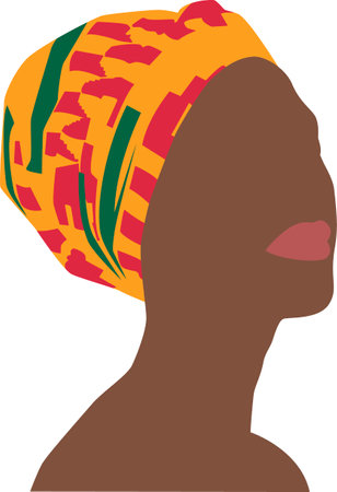 A minimalist illustration of a woman wearing an Ankara head wrapのイラスト素材