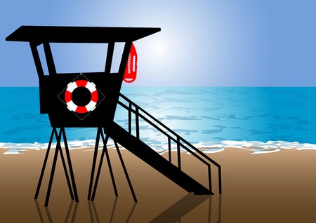 A Vector illustration of a lifeguard hut at beachのイラスト素材