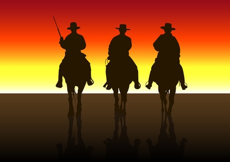 An illustration of American Riders at Sunsetのイラスト素材