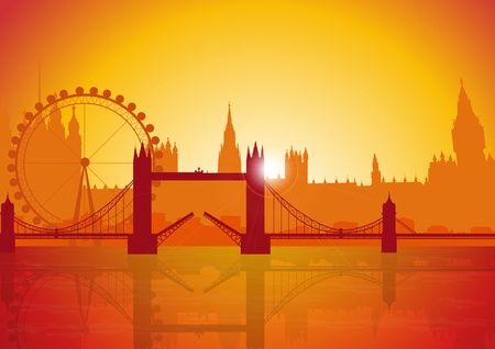 A Stock illustration of London city and Landmarks at Sunsetのイラスト素材