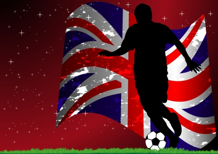 A Stock illustration of soccer player with England flag backgroundのイラスト素材