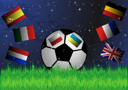 A Stock illustration of soccer ball and Some of European Country Flagのイラスト素材