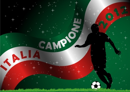 A Stock illustration of soccer player with Italy flag ribbonのイラスト素材