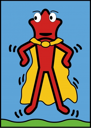 Vector illustration of Star Character wearing superhero suit in pop art styleのイラスト素材