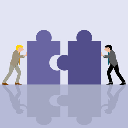 Simple business cartoon illustration of teamworkのイラスト素材