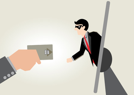 Business Illustration of credit card Fraud in internetのイラスト素材
