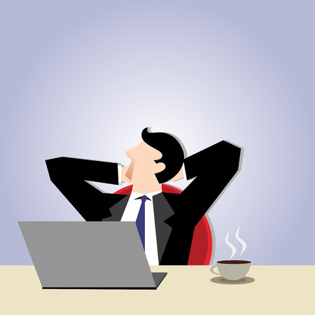 Business Illustration of a businessman relax in his seatのイラスト素材
