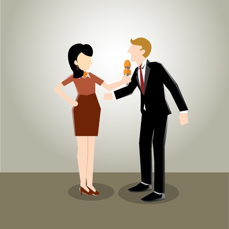 Business illustration of media interviewのイラスト素材