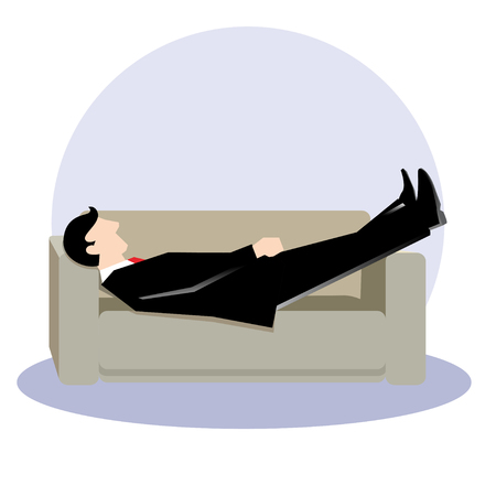 Simple business illustration of a man sleep at sofaのイラスト素材