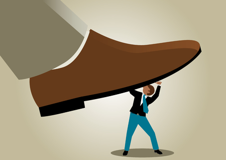 Simple business cartoon illustration of a businessman under pressureのイラスト素材