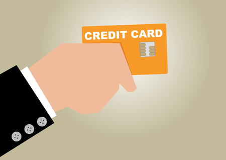 Simple business cartoon illustration of a businessman pay using credit cardのイラスト素材