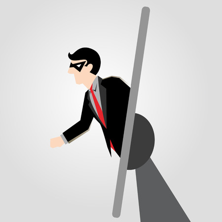Simple business cartoon illustration of a businessman do internet crimeのイラスト素材