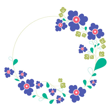 A beautiful round floral frame with gradient fill Color silhouette frame for advertisements, weddings, and other invitations or greeting cards. Raster clip artのイラスト素材