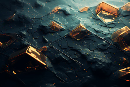 abstract background with metallic textures and holographic, sci-fi illustrationsの素材