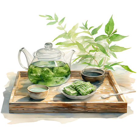 Creamy matcha green tea and mint leaf Cilpart Sublimationの素材