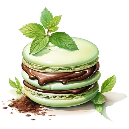 Dessert chocolate and matcha Watercolor Sublimationの素材