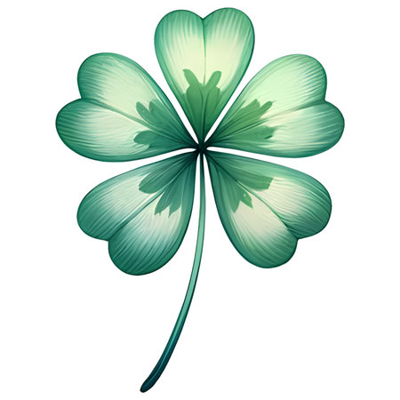 Green clover leaf isolated on white background. St. Patrick's Day vector illustration.の素材