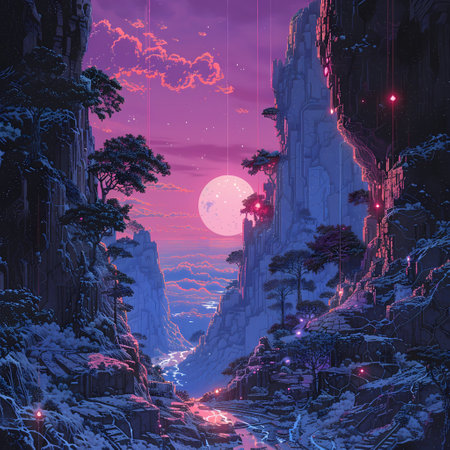 Develop a cool-toned artwork featuring a cybernetic landscape with intricate detailsの素材